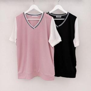 빅사이즈사랑해요 S106L405 쉬이즈브이넥요꼬반팔티 BS