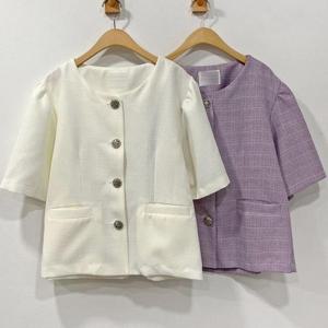 빅사이즈사랑해요 S117L405 엘리버튼트위드반팔자켓 LT