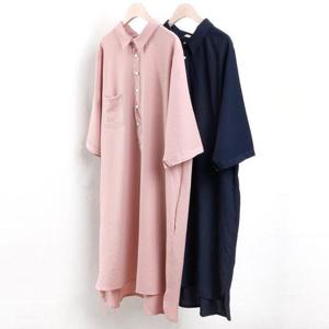 빅사이즈사랑해요 2615L405 포켓카라롱원피스 IR