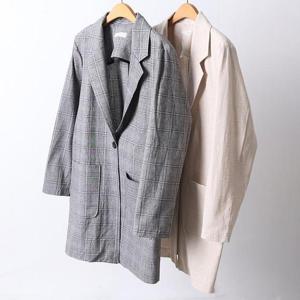 빅사이즈사랑해요 D472L405 썸머린넨오버체크자켓 IR