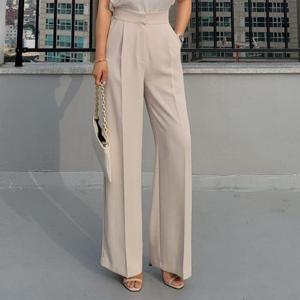 와이드 핀턱 하이웨스트 스판 아이스 바지 팬츠 룩