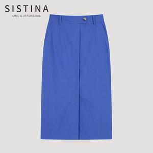 [SISTINA] 인기 코튼 슬릿 H라인 스커트_AWWSKO21030_BL