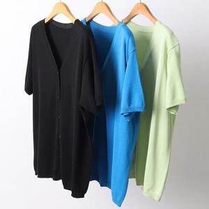 빅사이즈사랑해요 D293L406 베이직버튼반팔가디건 EB