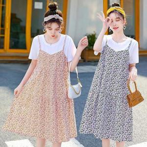 컬러풀 플라워 반팔 나시 레이어드 원피스 USK-361