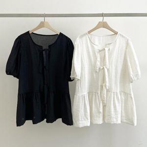 빅사이즈사랑해요 S227L406 로이리본퍼프블라우스 SM