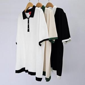 빅사이즈사랑해요 S219L406 딜리카라배색라인니트티 RM