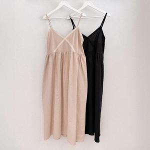 빅사이즈사랑해요 S261L406 크로스레이스린넨원피스 BN