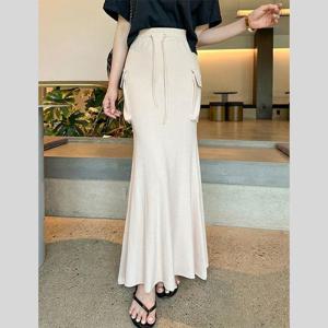 카고 글램 롱 슬림 밴딩 머메이드 스커트 치마 코디