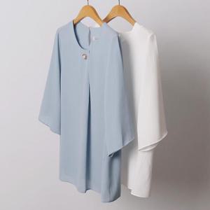 빅사이즈사랑해요 I856L406 링진주가오리블라우스 BG