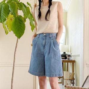 핀턱 반바지 쿨링 워싱 연청 진청 데님 팬츠 코디 룩