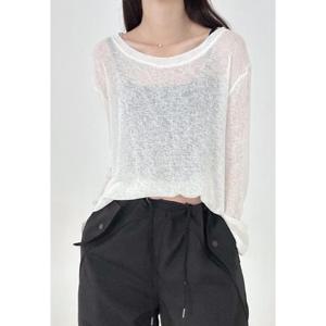 [짝꿍닷컴] NONMOOD 라운드 시스루 긴팔티