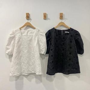 빅사이즈사랑해요 P483L407 스퀘어넥미자수블라우스 LT