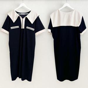 빅사이즈사랑해요 S366L407 배색빅카라곡선원피스 BS