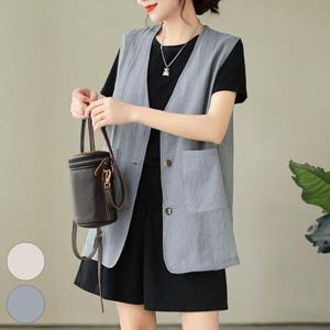 빅사이즈사랑해요 R090L407 캐주얼쿨매쉬롱베스트 YN