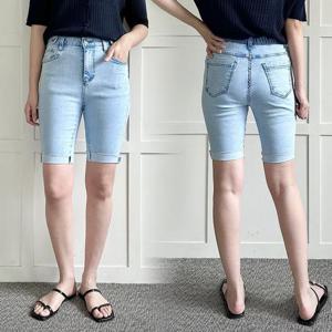 빅사이즈사랑해요 P684L407 버블데님밴드5부반바지 LO