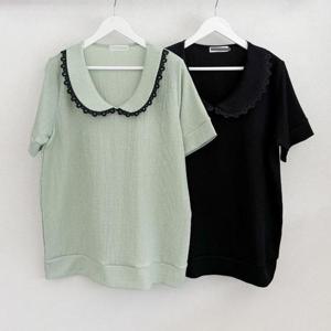 빅사이즈사랑해요 Q873L407 동글카라레이스플리츠티 BS