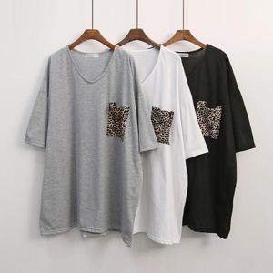 빅사이즈사랑해요 G451L407 레오파드포켓7부면티 NO