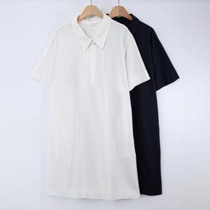 빅사이즈사랑해요 S460L407 헤이즐반팔셔츠원피스 WB