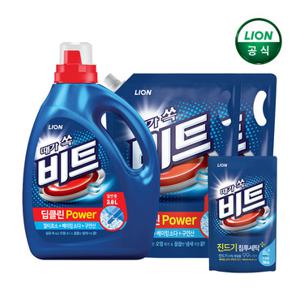 [총 7.3L/단독] 비트 딥클린파워 액체세제 3L용기+2L리필*2개+액체비트 300g (옵션선택)