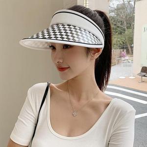 올데이 체크무늬 썬캡(화이트) 햇빛가리개 모자