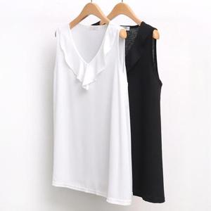 빅사이즈프릴블라우스 5550L408 훌쉬폰카라나시블라우스 BG