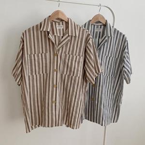 빅사이즈줄지셔츠 S502L408 헤피스트라이프카라자켓 MO