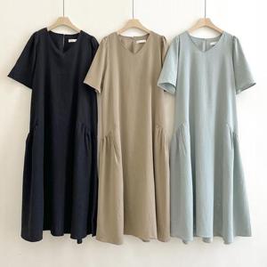 빅사이즈브이넥원피스 S536L408 젤리브이셔링롱원피스 SM