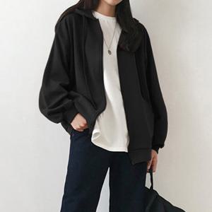 2컬러 여성 루즈핏 심플 디자인 후드 집업 LK-T016