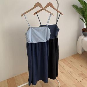 빅사이즈셔링원피스 S544L408 콘트라스트배색끈원피스 MO