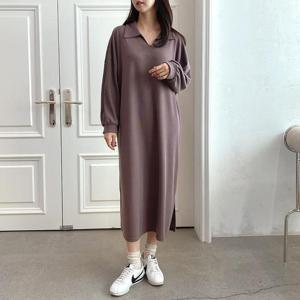 빅사이즈 408 심플무지오픈카라원피스 DNOP857