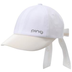 [핑골프][양말증정]여성 와이드챙 뒷리본 볼캡 121D3CP151_WH