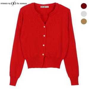 [나인식스뉴욕] 트임넥 버튼 캐시미어 니트 가디건 (NO9KG009M0)