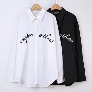 빅사이즈카라셔츠 S585L408 아더자수레터링루즈셔츠 WB