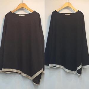 빅사이즈배색티 E814L408 언발배색라인티셔츠 NB