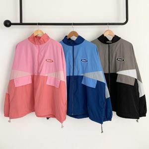 빅사이즈배색집업 S608L409 믹스배색피스바람막이 PO