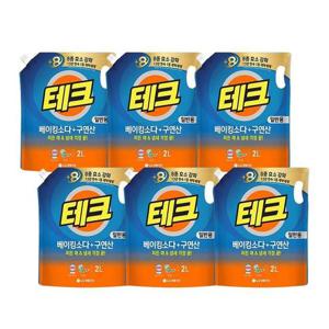 [테크] 베이킹소다+구연산 액체세제 (일반용) 리필 2L 6개