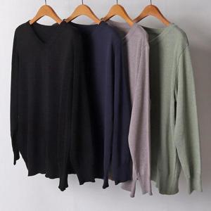 빅사이즈기본니트티 D005L409 베이직브이넥싱글니트 EB