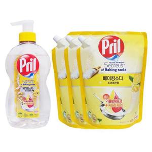 프릴 주방세제 베이킹소다 퓨어레몬 700ml + 리필 1000ml x3