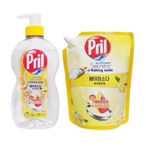 프릴 주방세제 베이킹소다 퓨어레몬 700ml + 리필 1000ml