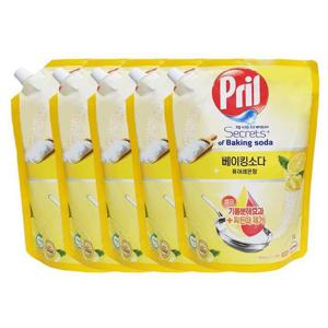 프릴 주방세제 베이킹소다 퓨어레몬 리필 1000ml x5