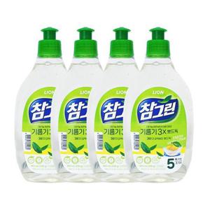 참그린 주방세제 녹차 기름기 2X 뽀드득 용기 500g x4