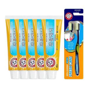 암앤해머 덴탈케어 오리지날 치약 150g 1입 x5 + 프레쉬케어 칫솔 2입