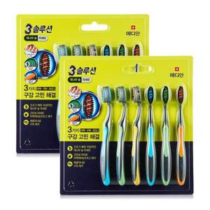 메디안 트리플 솔루션 칫솔 미세모 6입 x2