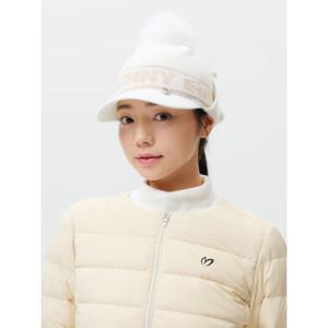 [마스터바니] 여성 폼폼이 레터링 이어워머 니트 캡