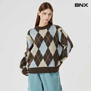 [비엔엑스]캐쥬얼 라운드넥 울 아가일니트 (BW4KP014L0)