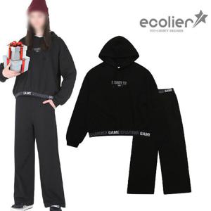 [에꼴리에]레터링 밴드 후드티 와이드바지 상하복 셋트 23RT755_