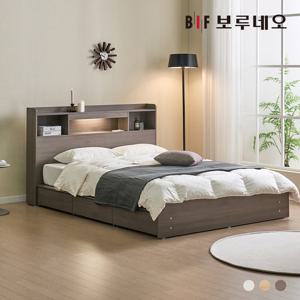 [착불] 보루네오 코코 LED 3서랍 수납 침대 프레임 K