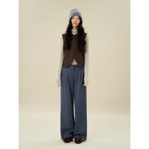 [빈폴레이디스] 울 혼방 턱 와이드 팬츠  블루 (BF4Y21C02P)