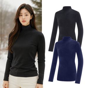 콜핑 여성 겨울 기능성 목폴라 보온 여자 목티 플리스 티셔츠