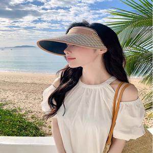 여자 고급패턴 하운드체크 여름모자 썬캡 햇빛가리개